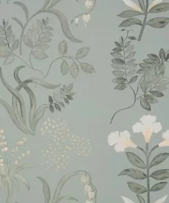 Liberty Fabrics Copy Of Botanical Stripe Wallpaper, Pewter Les Jardins Royaux