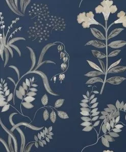 Liberty Fabrics Botanical Stripe Wallpaper, Pewter Blue New