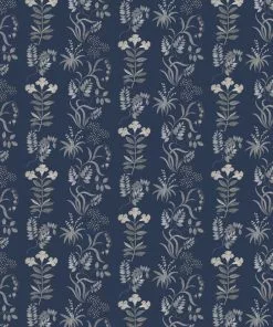 Liberty Fabrics Botanical Stripe Wallpaper, Pewter Blue New