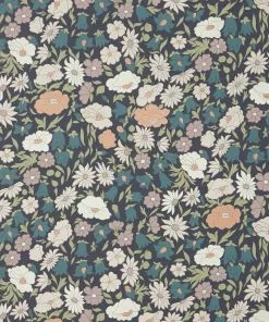 Liberty Fabrics Poppy Meadowfield Wallpaper In Pewter Blue