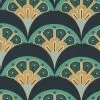 Liberty Fabrics Deco Scallop Wallpaper In Jade New