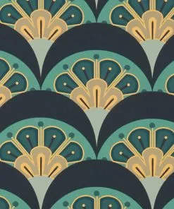 Liberty Fabrics Deco Scallop Wallpaper In Jade New