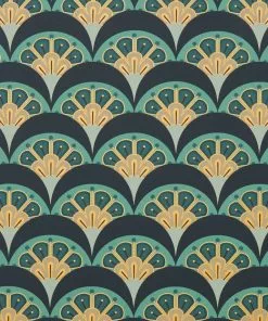 Liberty Fabrics Deco Scallop Wallpaper In Jade New