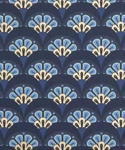 Liberty Fabrics New Deco Scallop Wallpaper In Lapis