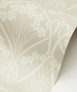 Liberty Fabrics Lanthe Mono Wallpaper In Pewter White New