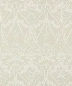Liberty Fabrics Lanthe Mono Wallpaper In Pewter White New
