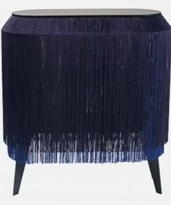 Ibride Baby Alpaga Fringed Bedside Table Electric Blue Bohemian Dream