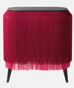 Bohemian Dream Ibride Baby Alpaga Fringed Bedside Table Carmine