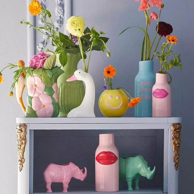 Rice By Rice Heron And Flower Ceramic Jug Vase 5 Rice By Rice Heron And Flower Ceramic Jug Vase