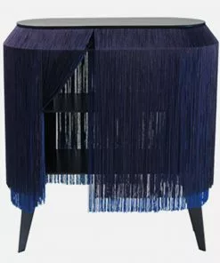 Ibride Baby Alpaga Fringed Bedside Table Electric Blue Bohemian Dream