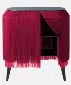 Bohemian Dream Ibride Baby Alpaga Fringed Bedside Table Carmine