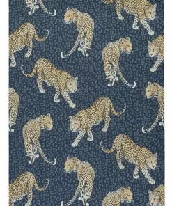 The Graduate Collection Rose & Thorn All Over Leopard Wallpaper Blue