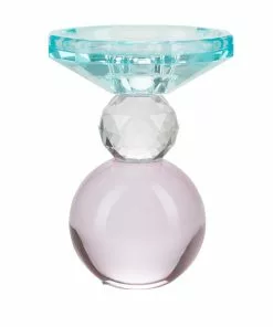 Cozy Living Miss Etoile Crystal Candle Holder Rose, Aqua