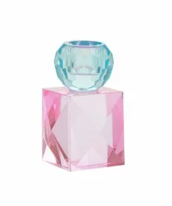 Cozy Living Rose & Thorn Miss Etoile Square Crystal Candle Holder Rose, Aqua