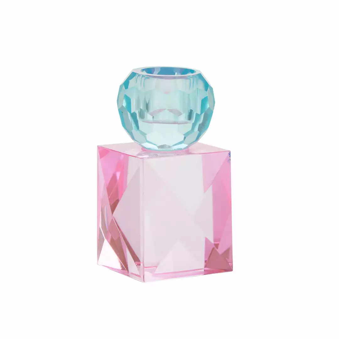 Cozy Living Rose & Thorn Miss Etoile Square Crystal Candle Holder Rose, Aqua 3 Cozy Living Rose & Thorn Miss Etoile Square Crystal Candle Holder Rose, Aqua
