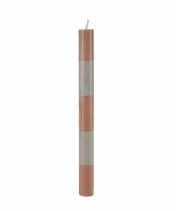 Cozy Living Les Jardins Royaux Candy Striped Dinner Candles -Ochre , Grey