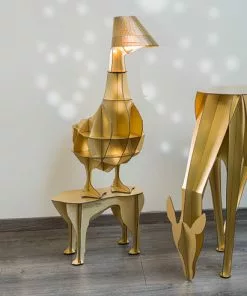 Ibride Junon - Brushed Gold Illuminated Goose Bedside Table & Lamp 10 Ibride Junon - Brushed Gold Illuminated Goose Bedside Table & Lamp