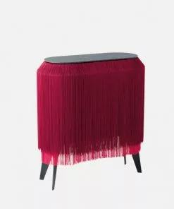 Bohemian Dream Ibride Baby Alpaga Fringed Bedside Table Carmine