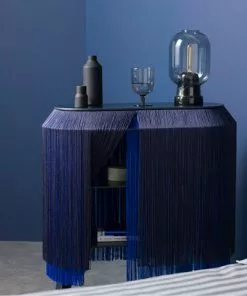 Ibride Baby Alpaga Fringed Bedside Table Electric Blue Bohemian Dream