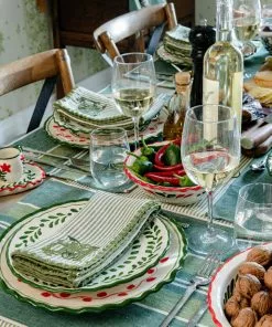 Mind The Gap Twill Green Striped Monogrammed Napkins, Set Of Two