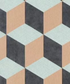 BN Building Blocks Wallpaper Peach & Teal
