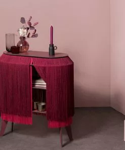 Bohemian Dream Ibride Baby Alpaga Fringed Bedside Table Carmine