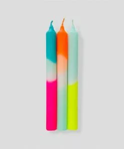 Pink Stories Neon Taper Candles Rainbow Kisses
