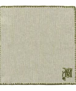 Mind The Gap Twill Green Striped Monogrammed Napkins, Set Of Two