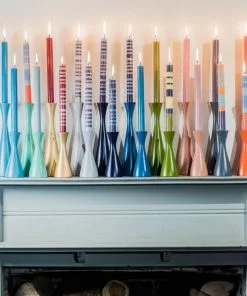 British Colour Standard Striped Eco Dinner Candles, Rust New