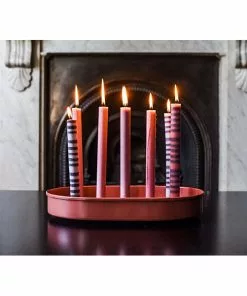 British Colour Standard Oval Metal Candle Platter - Brick Dust New