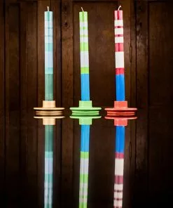 British Colour Standard Variable Stripes Mix Coloured Candles New