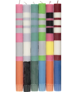 British Colour Standard Variable Stripes Mix Coloured Candles New