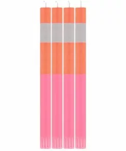 British Colour Standard New Striped Eco Dinner Candles, Orange Flame
