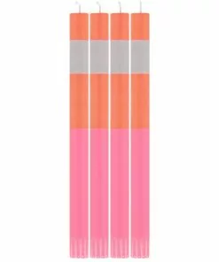British Colour Standard New Striped Eco Dinner Candles, Orange Flame