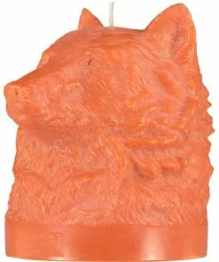 British Colour Standard Wolf Head Candle - Orange Flame New