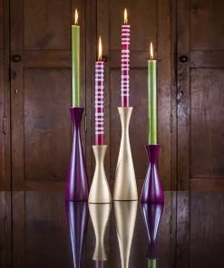 British Colour Standard Wooden Candle Holder Tall - Old Gold