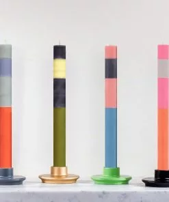 British Colour Standard New Striped Eco Dinner Candles, Orange Flame