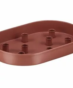 British Colour Standard Oval Metal Candle Platter - Brick Dust New