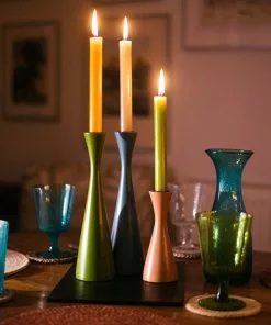 British Colour Standard New Wooden Candle Holder Tall - Olive Green 9 British Colour Standard New Wooden Candle Holder Tall - Olive Green