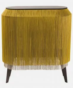 Ibride Baby Alpaga Fringed Bedside Table Chic Gold Bohemian Dream
