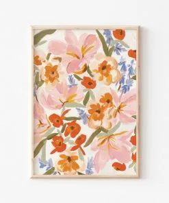 Candice Gray Brushstroke Floral Print New