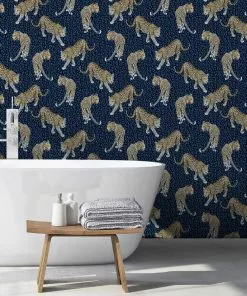 The Graduate Collection Rose & Thorn All Over Leopard Wallpaper Charcoal