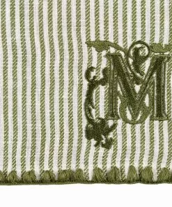 Mind The Gap Twill Green Striped Monogrammed Napkins, Set Of Two