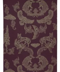 The Graduate Collection Rose & Thorn Dipped In Moonlight Wallpaper - Metallic Gold & Burgundy
