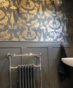 The Graduate Collection Dipped In Moonlight Wallpaper - Metallic Gold & Charcoal