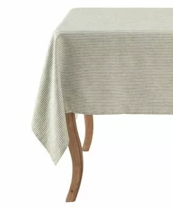 Mind The Gap Twill Stripe Green Table Cloth Les Jardins Royaux