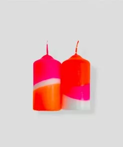 Pink Stories Neon Pillar Candles Pair - Fairytale