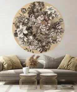 BN Wallpaper & Paint Wallpaper Circles Flowers Taupe Background
