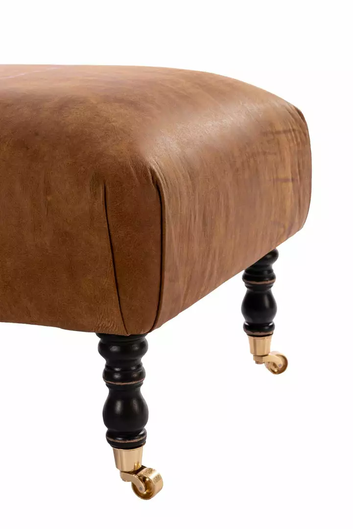 Mind The Gap Hudson Upholstered Stool Brown Leather New 5 Mind The Gap Hudson Upholstered Stool Brown Leather New