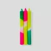 Pink Stories New Neon Taper Candles Green Splash - Set Of 3
